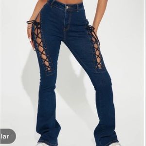 Lace up jeans